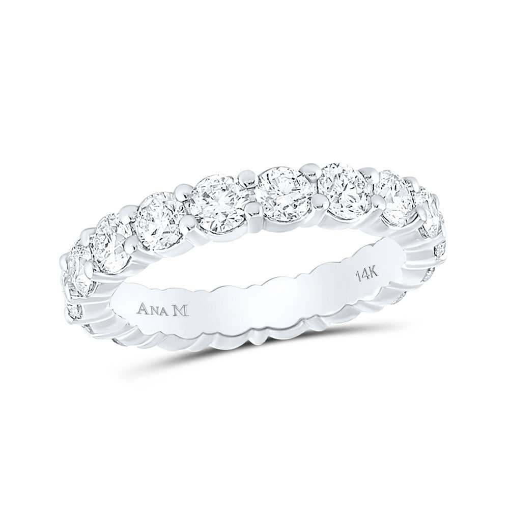 14kt White Gold Womens Round Diamond Eternity Wedding Band 3 Cttw