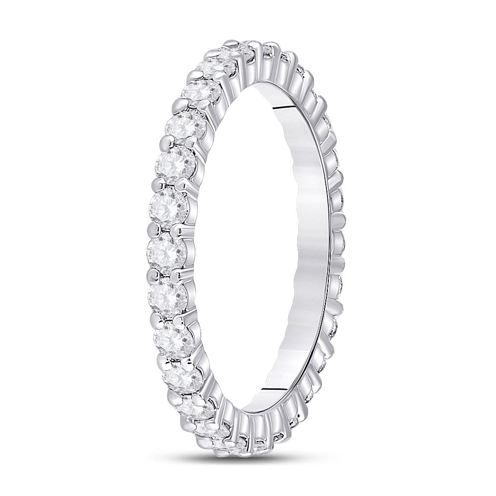 14kt White Gold Womens Round Diamond Eternity Wedding Band 1 Cttw