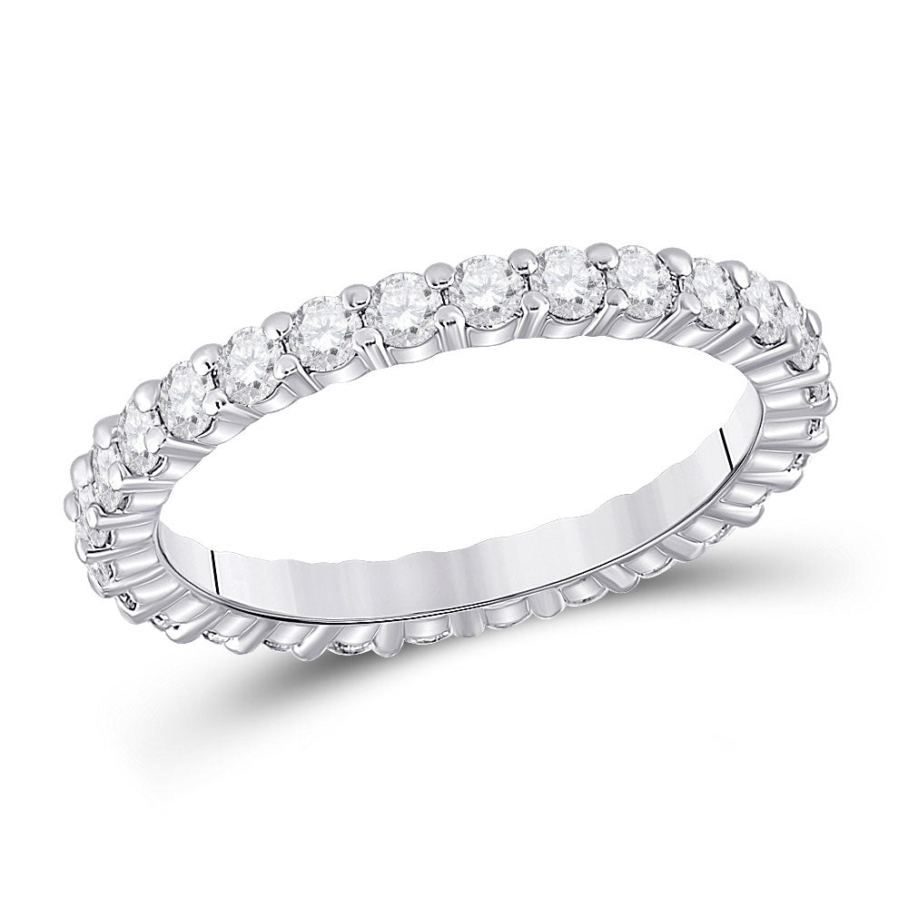 14kt White Gold Womens Round Diamond Eternity Wedding Band 1 Cttw