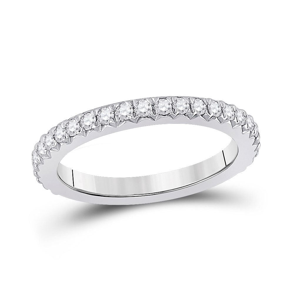 14kt White Gold Womens Round Diamond Eternity Wedding Band 3/4 Cttw