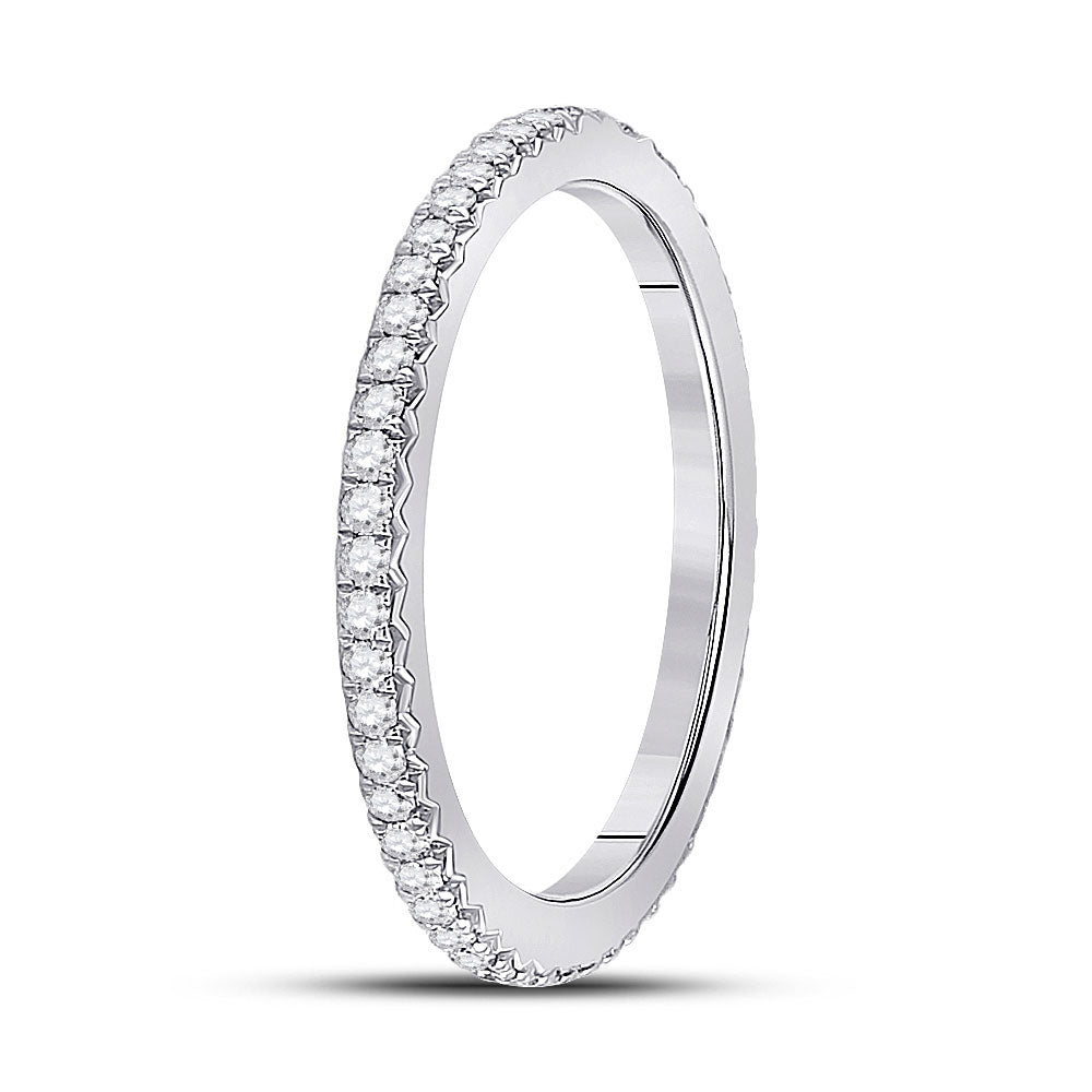 14kt White Gold Womens Round Diamond Eternity Wedding Band 3/8 Cttw