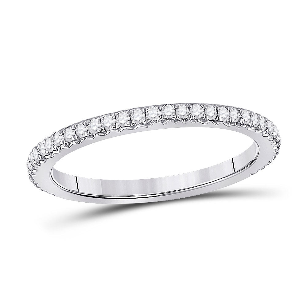 14kt White Gold Womens Round Diamond Eternity Wedding Band 3/8 Cttw