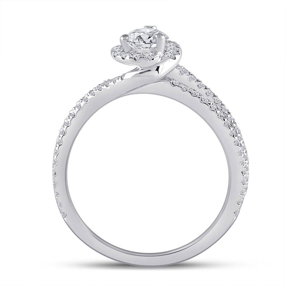 14kt White Gold Pear Diamond Halo Bridal Wedding Engagement Ring 1 Cttw