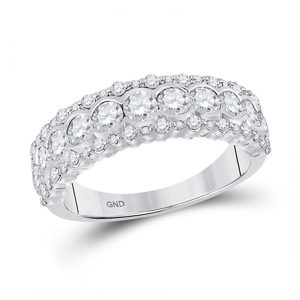 10kt White Gold Womens Round Diamond Cocktail Anniversary Ring 1-1/2 Cttw