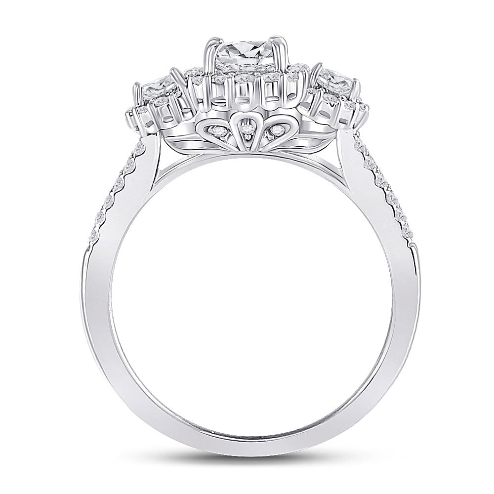 14kt White Gold Princess Diamond 3-stone Bridal Wedding Engagement Ring 1 Cttw