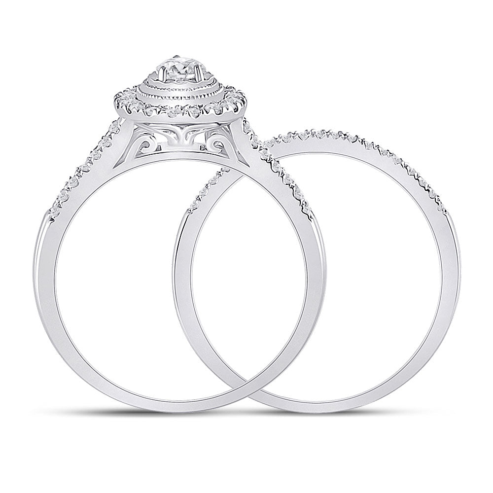 10kt Two-tone Gold Round Diamond Bridal Wedding Ring Band Set 1/2 Cttw
