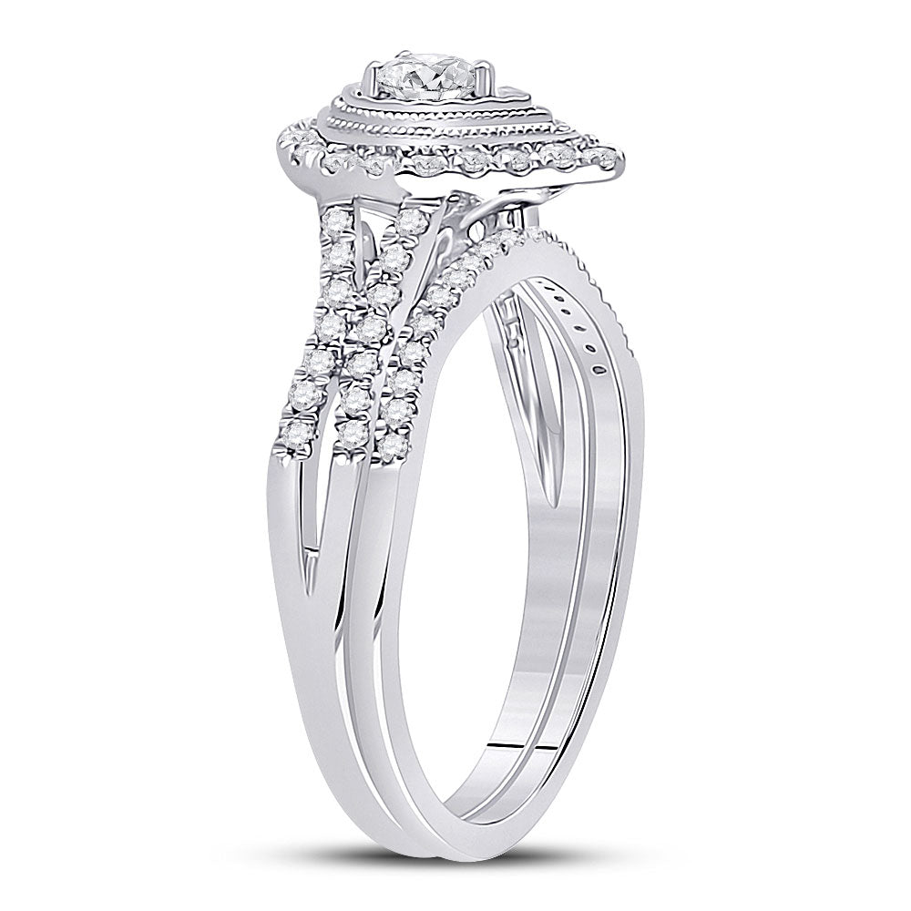 10kt Two-tone Gold Round Diamond Bridal Wedding Ring Band Set 1/2 Cttw