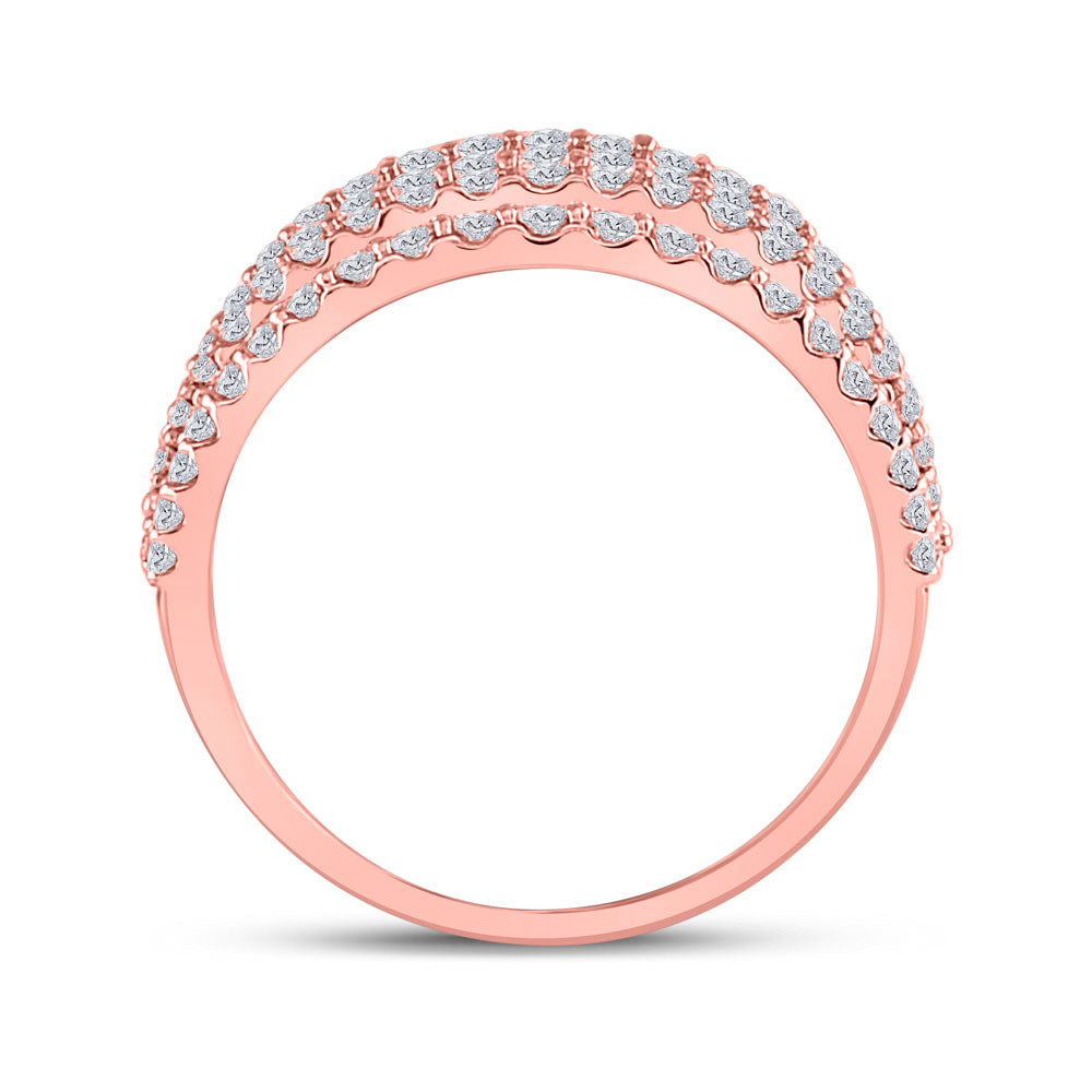 14kt Rose Gold Womens Baguette Diamond Modern Cocktail Band Ring 1 Cttw