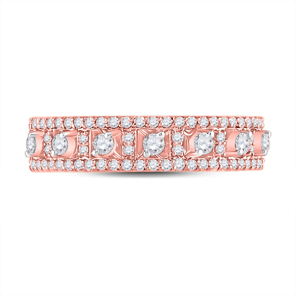 14kt Rose Gold Womens Round Diamond Anniversary Band Ring 5/8 Cttw