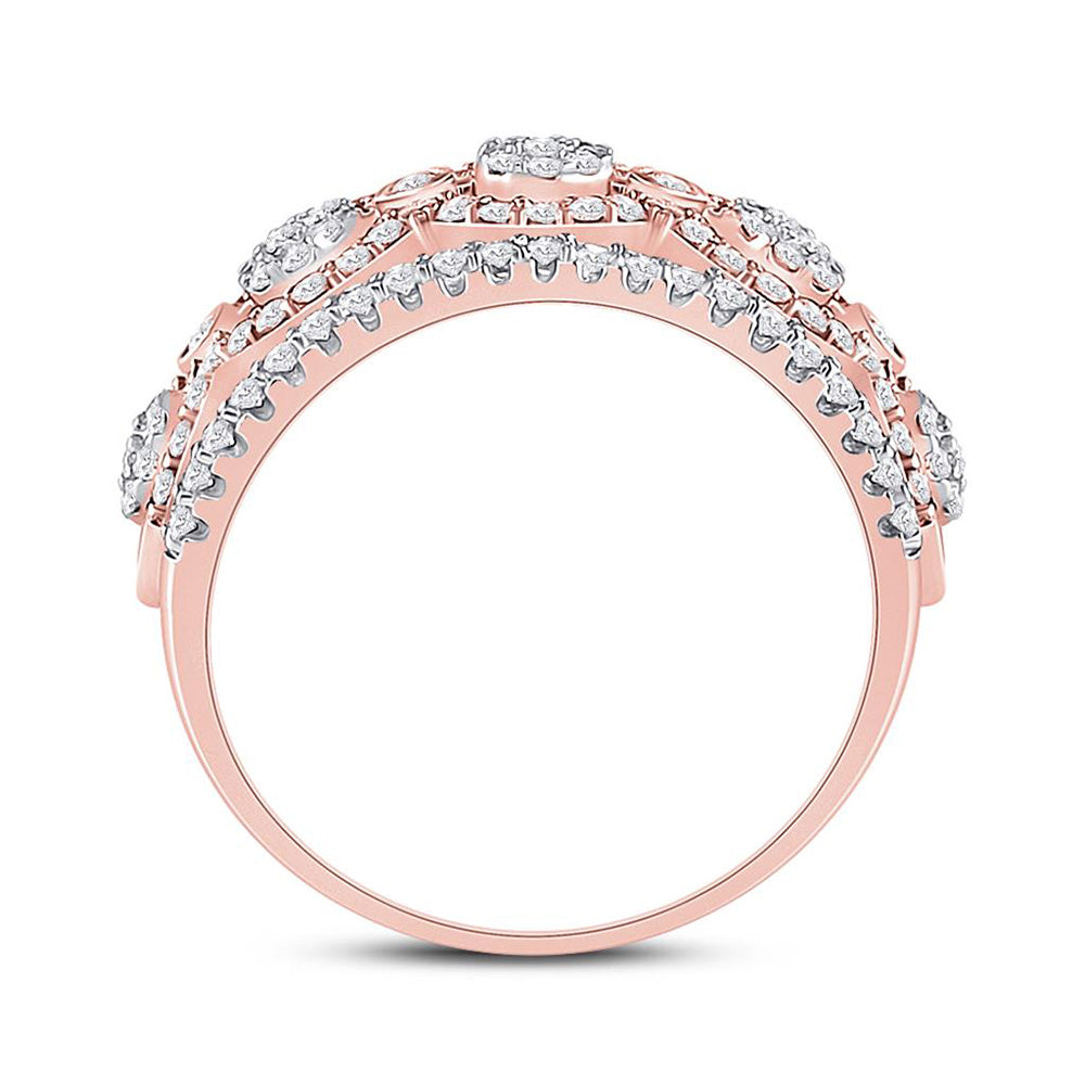 14kt Two-tone Gold Womens Round Diamond Cluster Band Ring 7/8 Cttw
