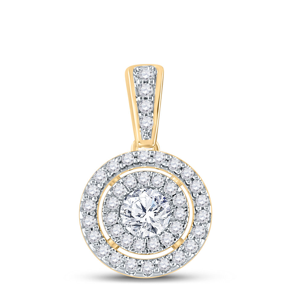 14kt Yellow Gold Womens Round Diamond Fashion Halo Pendant 1/4 Cttw