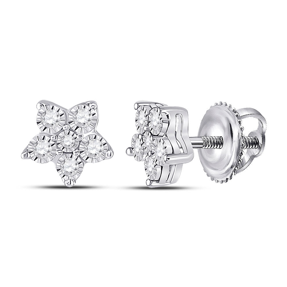 10kt White Gold Womens Round Diamond Stud Earrings 1/8 Cttw