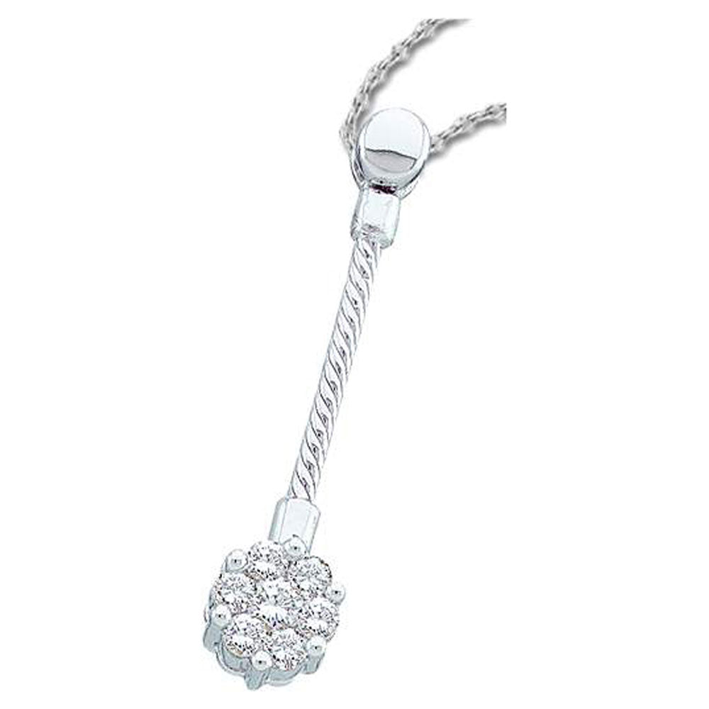 14kt White Gold Womens Round Diamond Rope Flower Cluster Pendant 1/4 Cttw