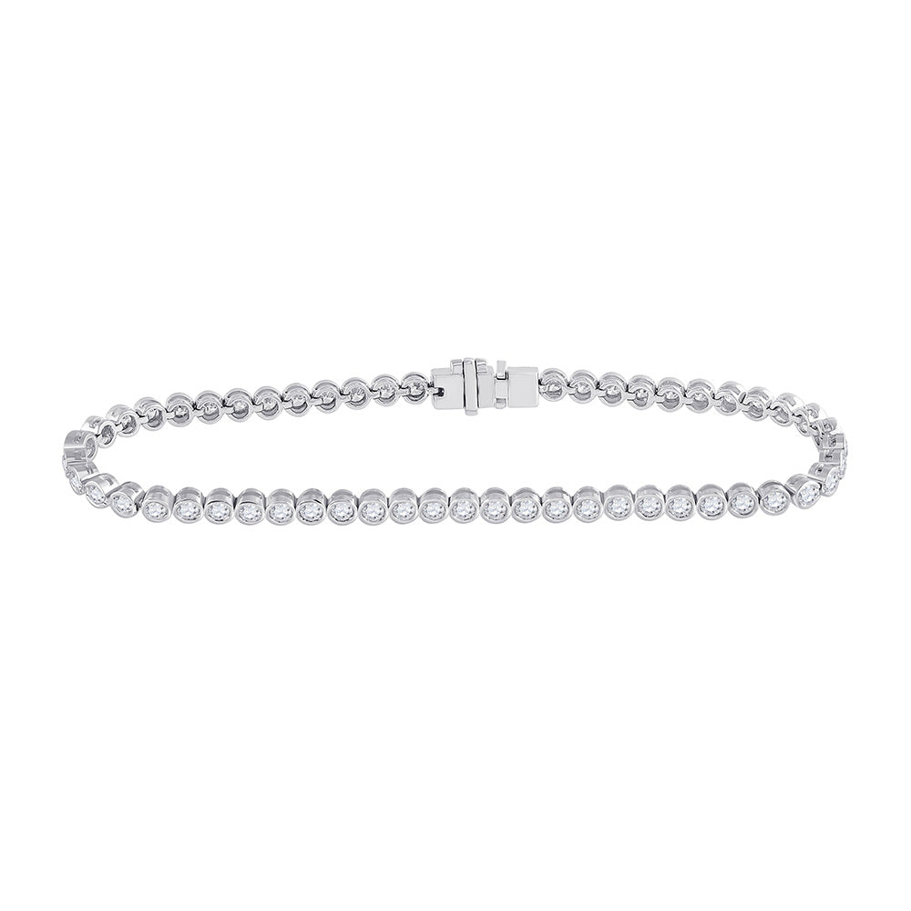 14kt White Gold Womens Round Diamond Milgrain Tennis Bracelet 2-7/8 Cttw