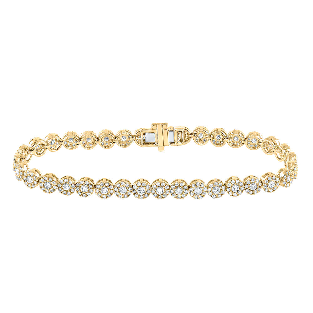 14kt Yellow Gold Womens Round Diamond Tennis Bracelet 3-1/3 Cttw