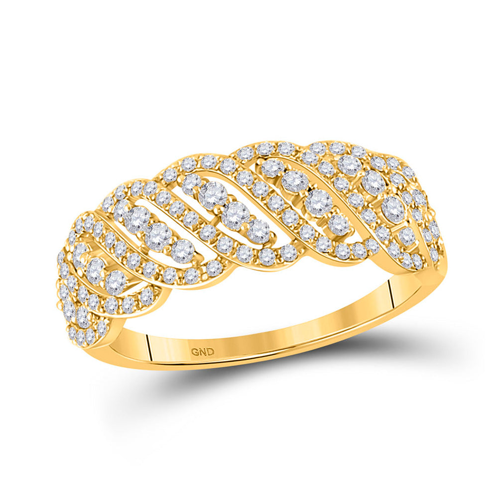 14kt Yellow Gold Womens Round Diamond Anniversary Ring 5/8 Cttw