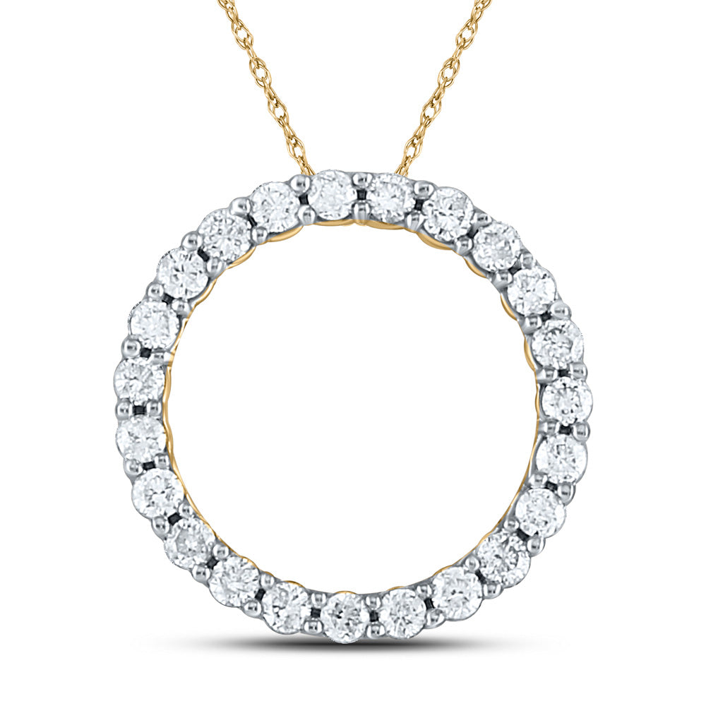 14kt Yellow Gold Womens Round Diamond Circle Pendant 1/4 Cttw