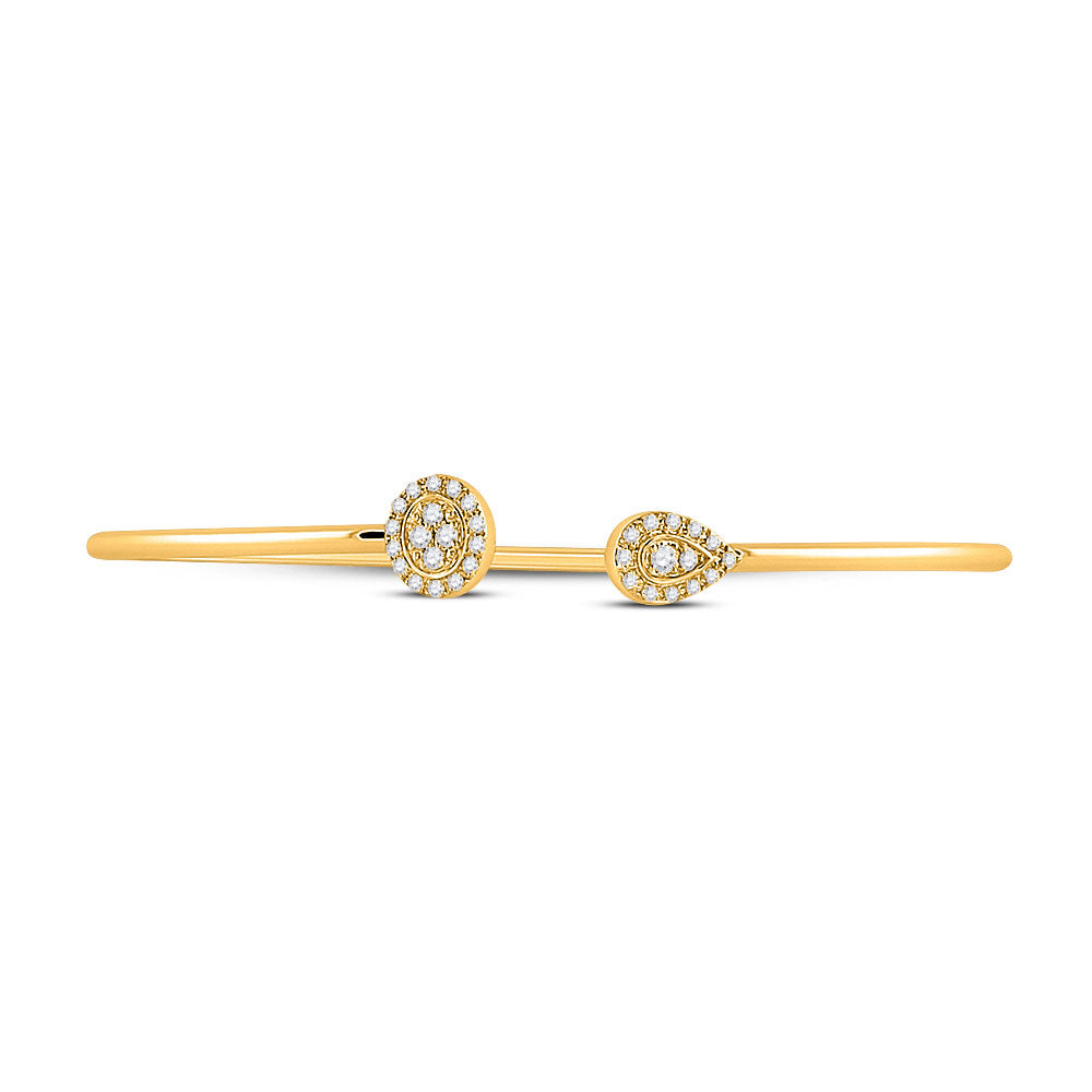 10kt Yellow Gold Womens Round Diamond Cluster Bangle Bracelet 1/5 Cttw