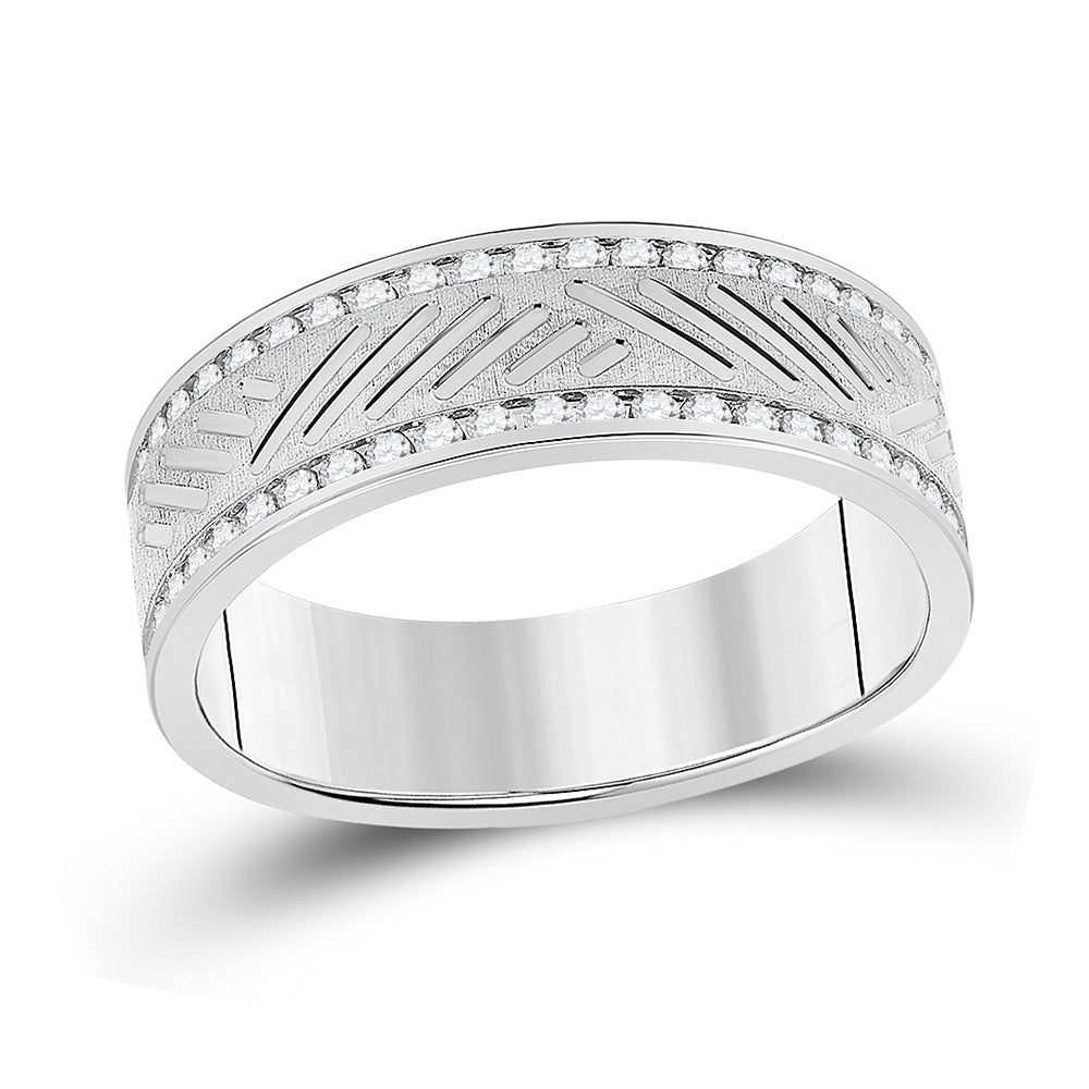 10kt White Gold Mens Round Diamond Wedding Machine Set Band Ring 1/2 Cttw