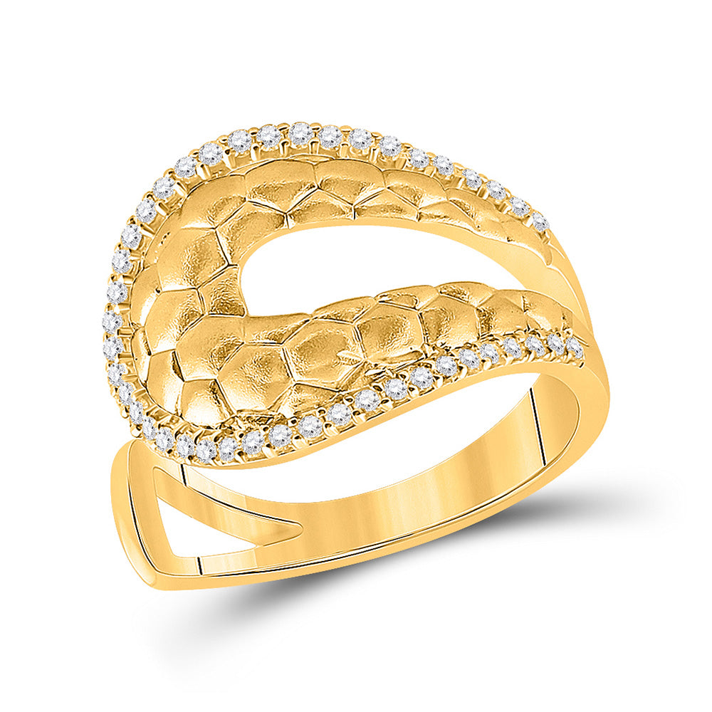 14kt Yellow Gold Womens Round Diamond Scale Fashion Ring 1/4 Cttw