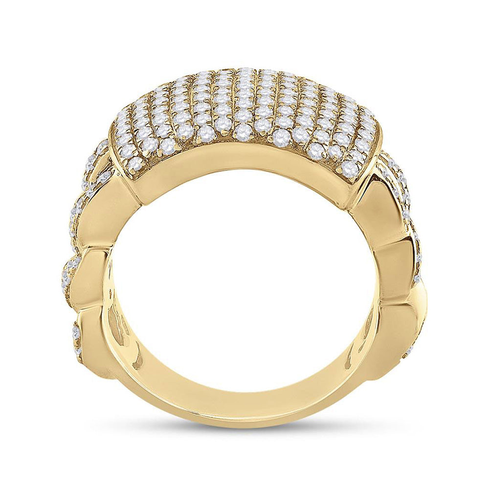 10kt Yellow Gold Mens Round Diamond Statement Fashion Ring 2 Cttw