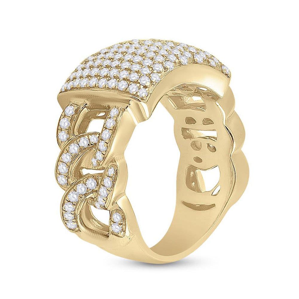 10kt Yellow Gold Mens Round Diamond Statement Fashion Ring 2 Cttw