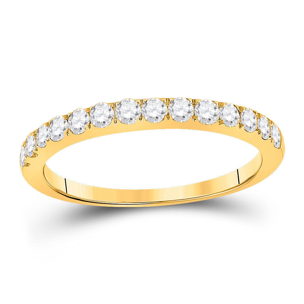 10kt Yellow Gold Womens Round Diamond Wedding Single Row Band 1/2 Cttw