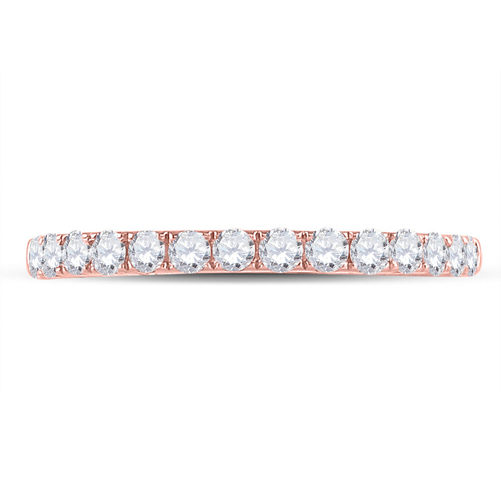 10kt Rose Gold Womens Round Diamond Wedding Single Row Band 1/2 Cttw