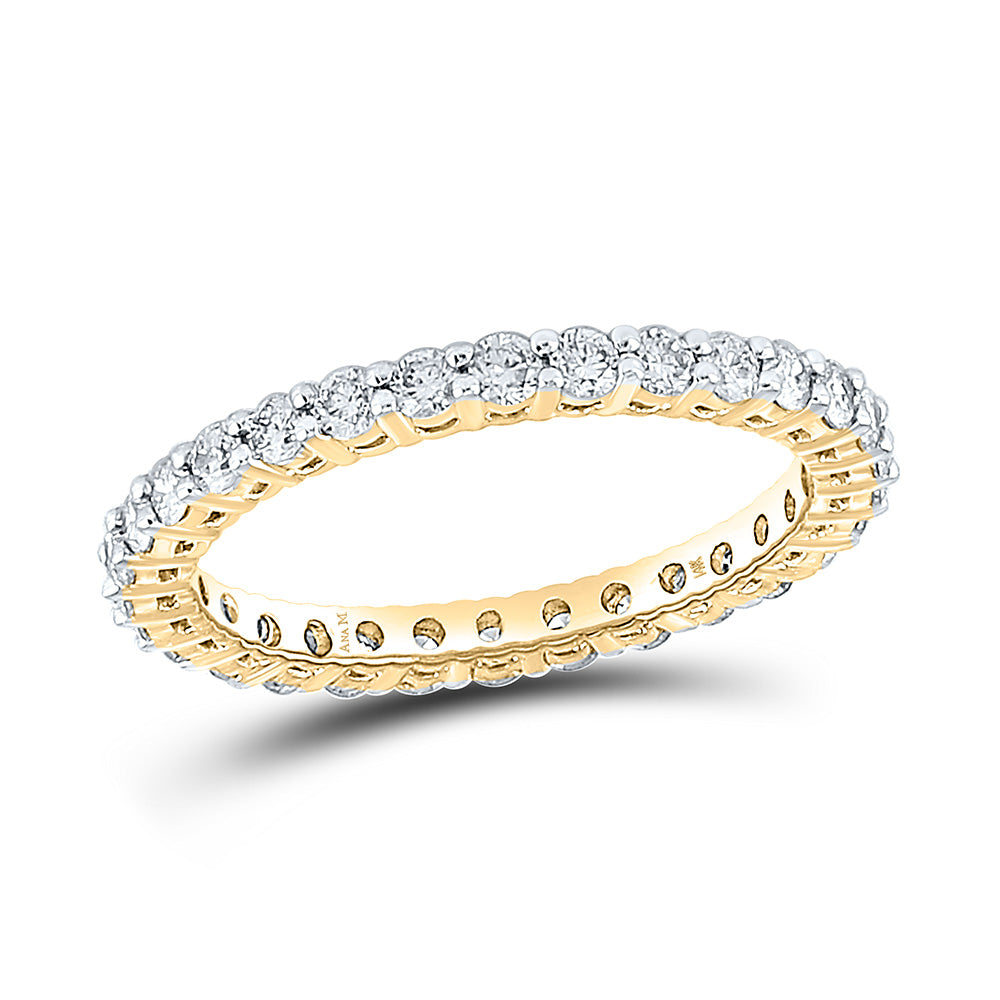 14kt Yellow Gold Womens Round Diamond Eternity Wedding Band 1 Cttw