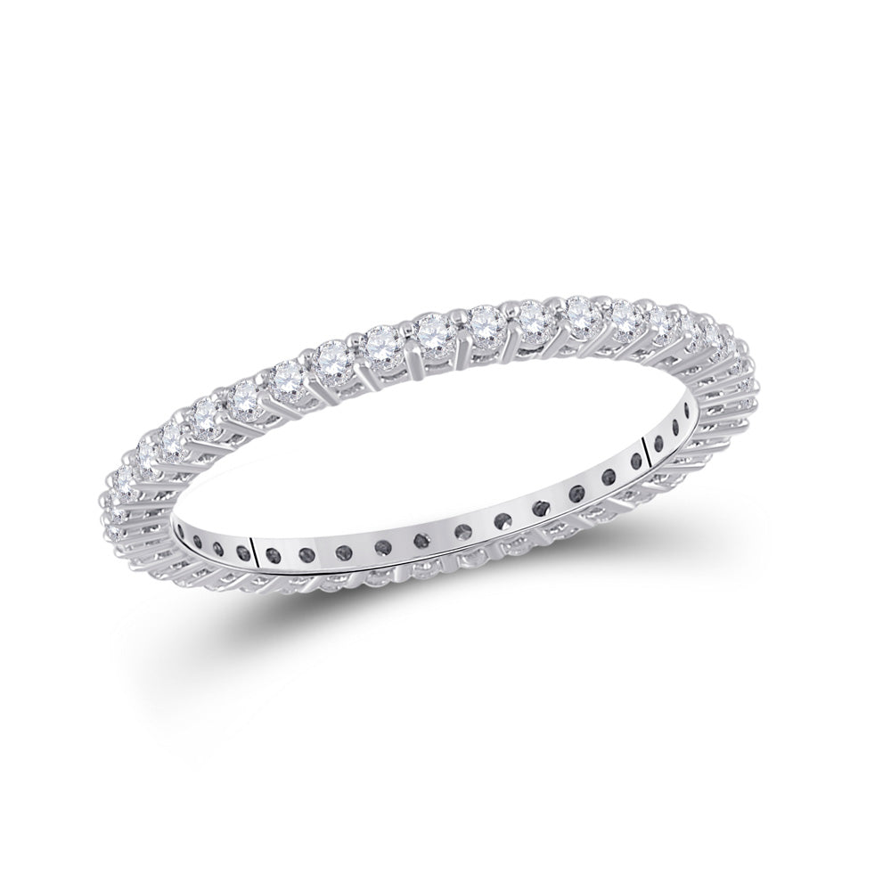 14kt White Gold Womens Round Diamond Eternity Wedding Band 1/2 Cttw Size 6