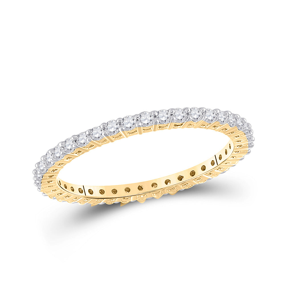 14kt Yellow Gold Womens Round Diamond Wedding Classic Eternity Band 1/2 Cttw