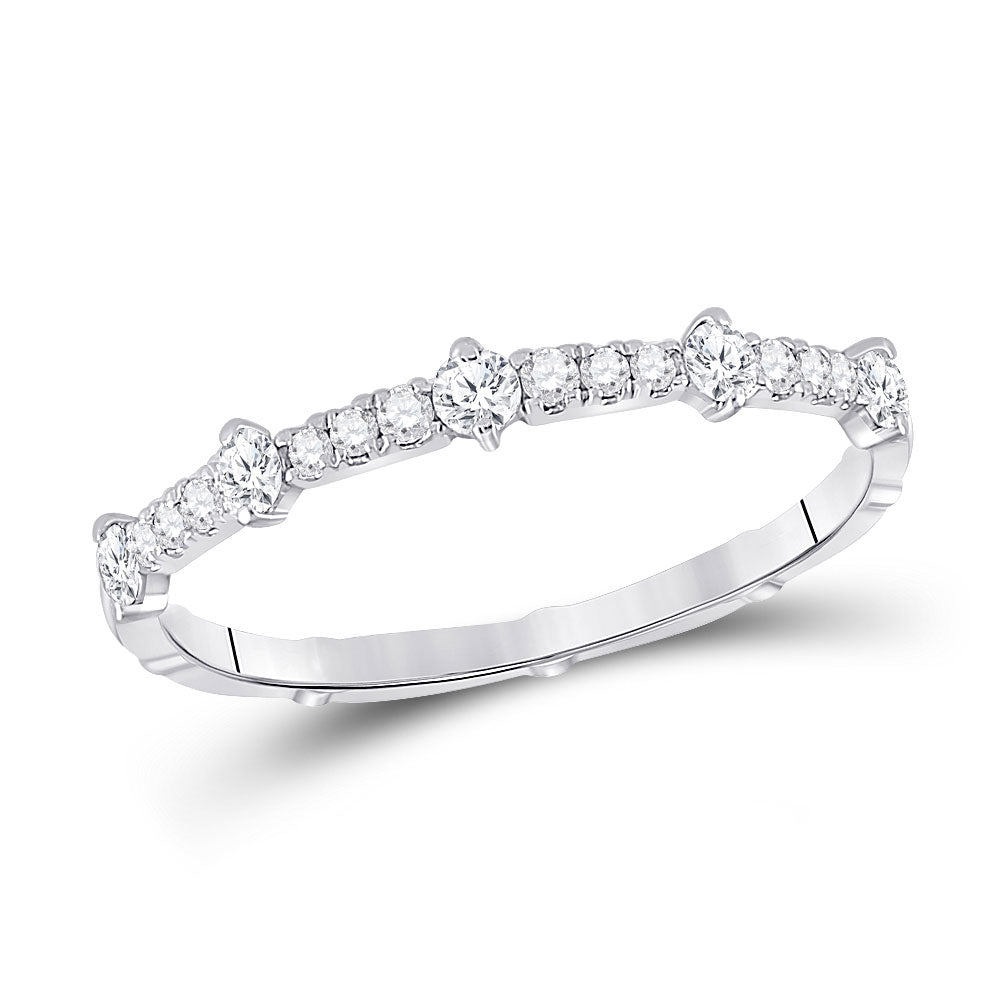 10kt White Gold Womens Round Diamond 5-Stone Stackable Band Ring 1/4 Cttw