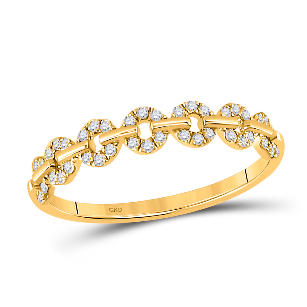 14kt Yellow Gold Womens Round Diamond Stackable Band Ring 1/6 Cttw