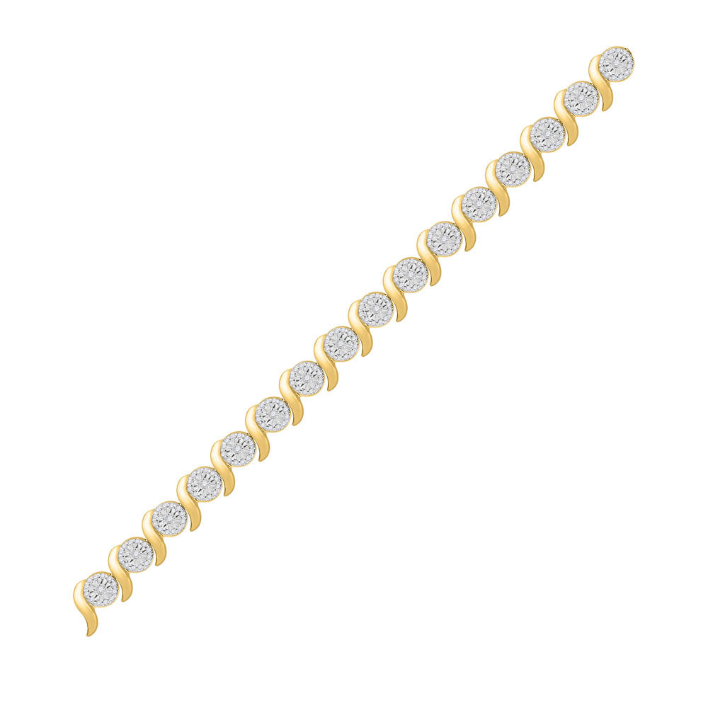 10kt Yellow Gold Womens Round Diamond Tennis Bracelet 1 Cttw