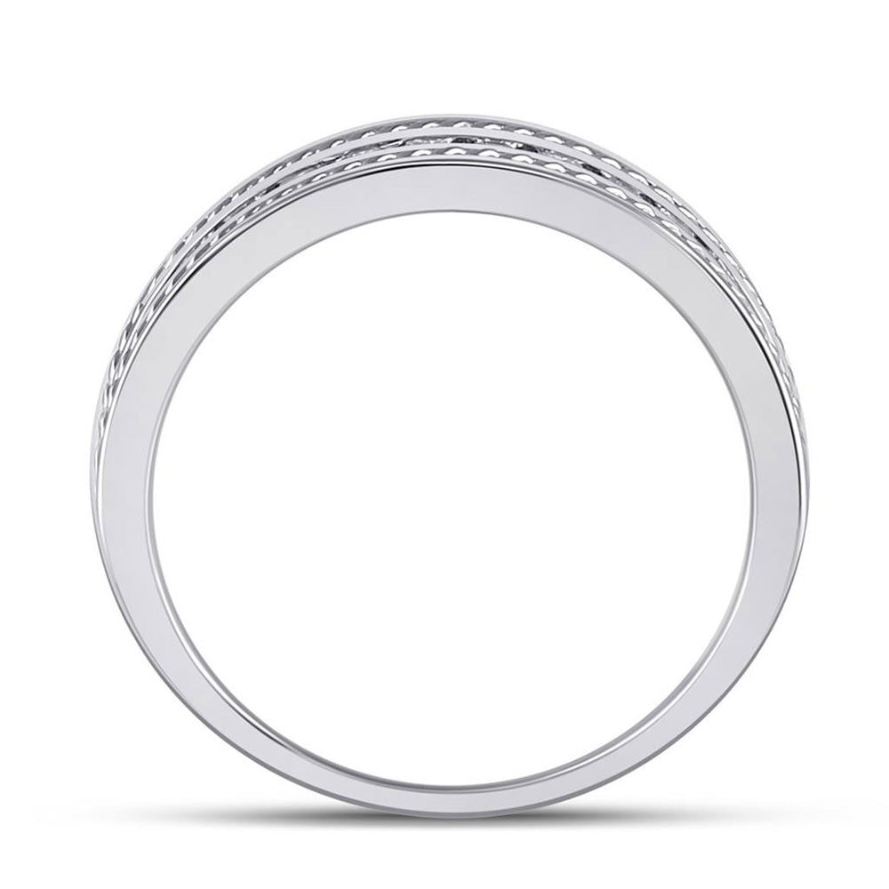 14kt White Gold Mens Round Diamond Wedding Band Ring 1/2 Cttw