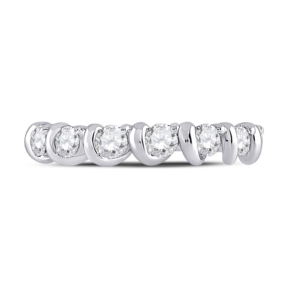 14kt White Gold Womens Round Diamond Band Ring 3/4 Cttw