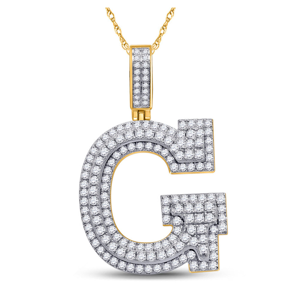 10kt Yellow Gold Mens Round Diamond Initial G Charm Pendant 2 Cttw