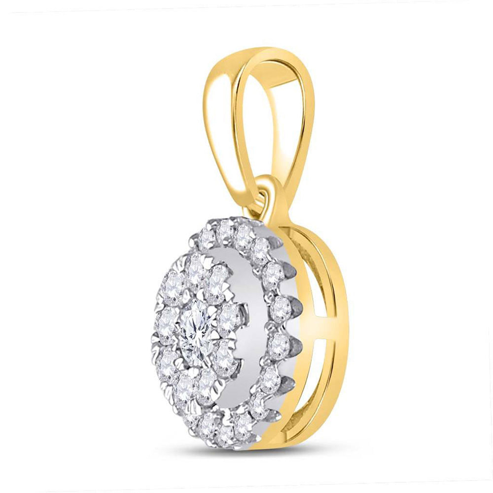 10kt Yellow Gold Womens Round Diamond Cluster Pendant 1/4 Cttw
