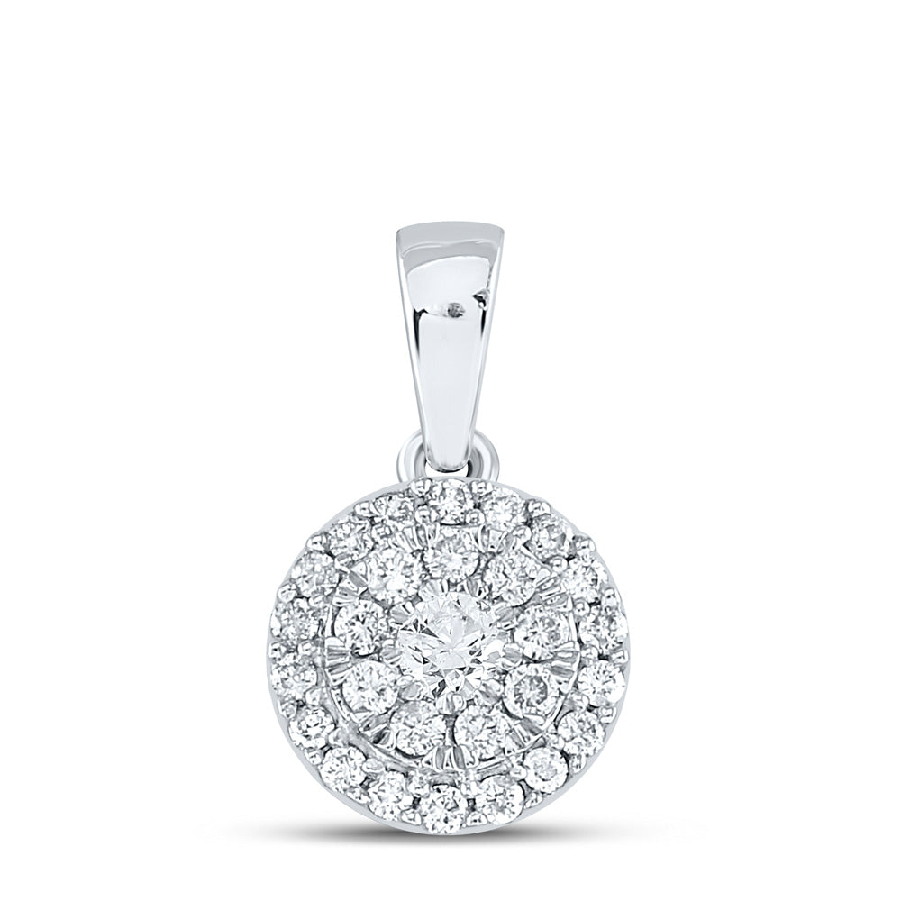 10kt White Gold Womens Round Diamond Cluster Pendant 1/4 Cttw