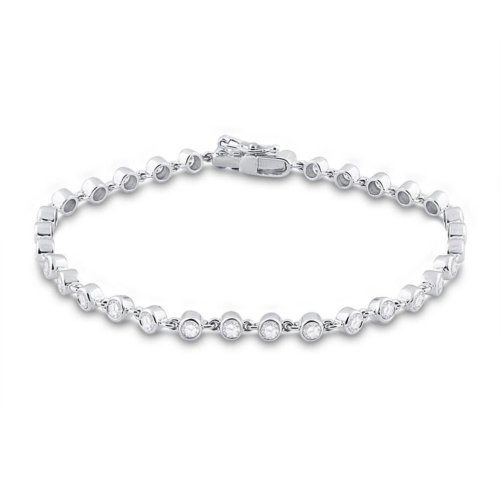 14kt White Gold Womens Round Diamond Tennis Bracelet 1-3/4 Cttw