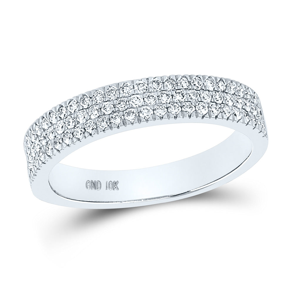 10kt White Gold Womens Round Diamond Pave Band Ring 1/2 Cttw