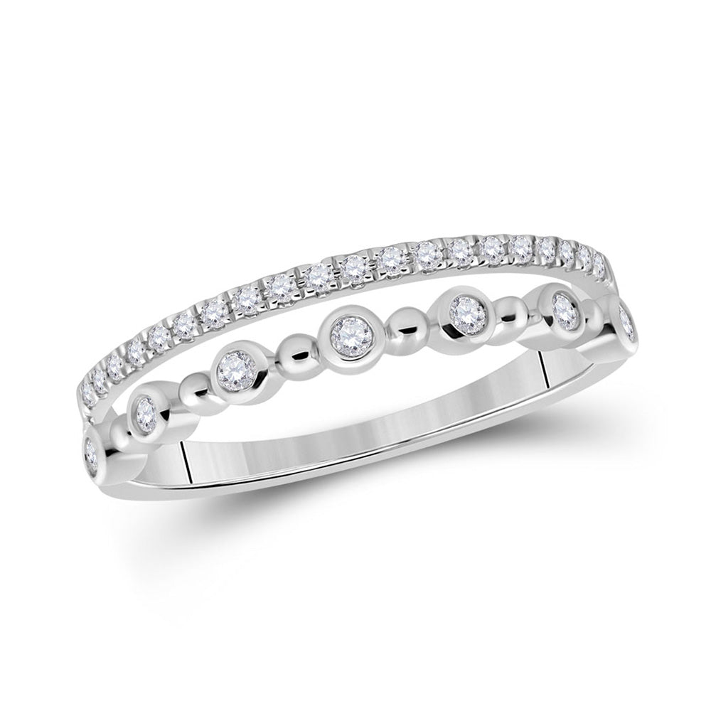 10kt White Gold Womens Round Diamond Band Ring 1/3 Cttw