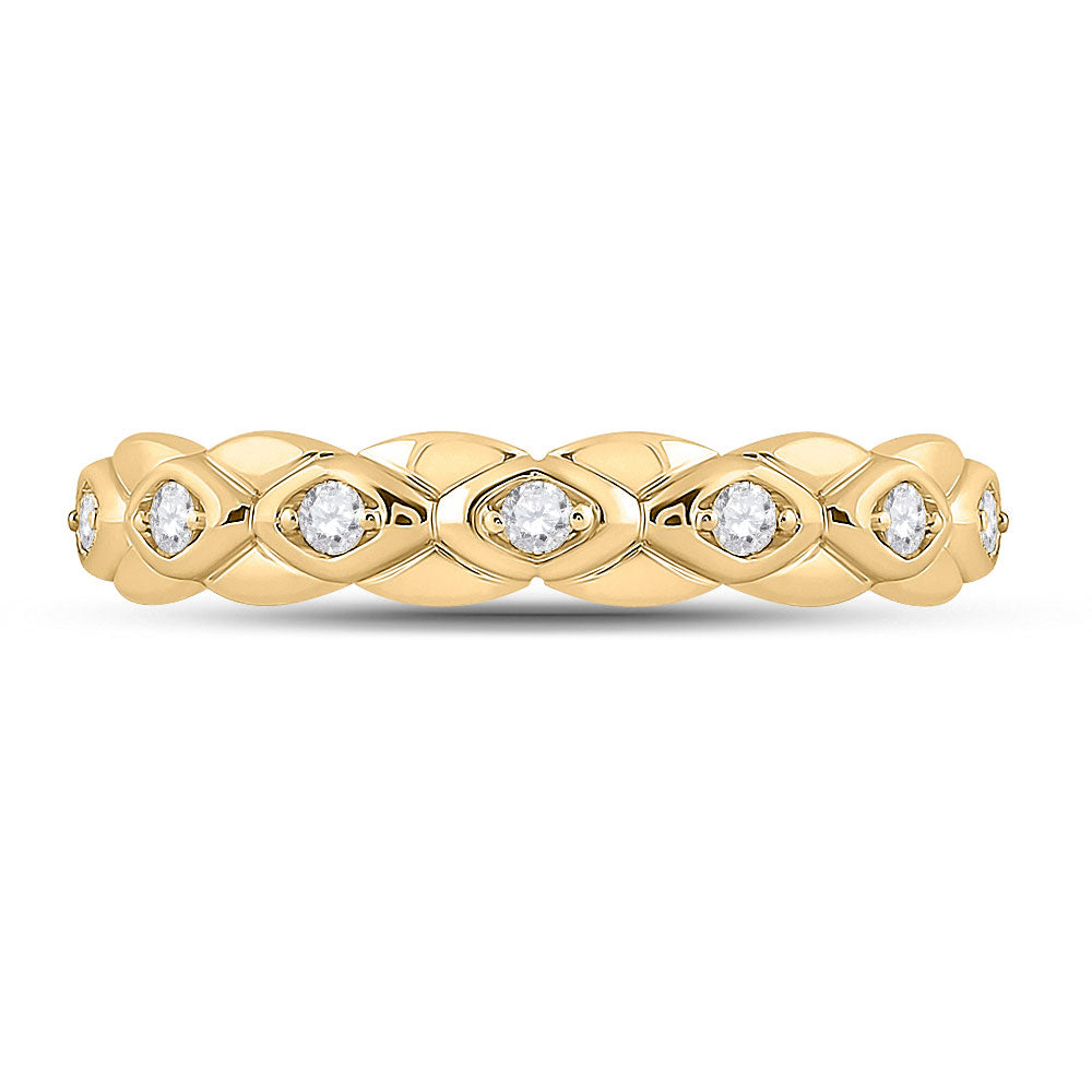 10kt Yellow Gold Womens Round Diamond Band Ring 1/10 Cttw