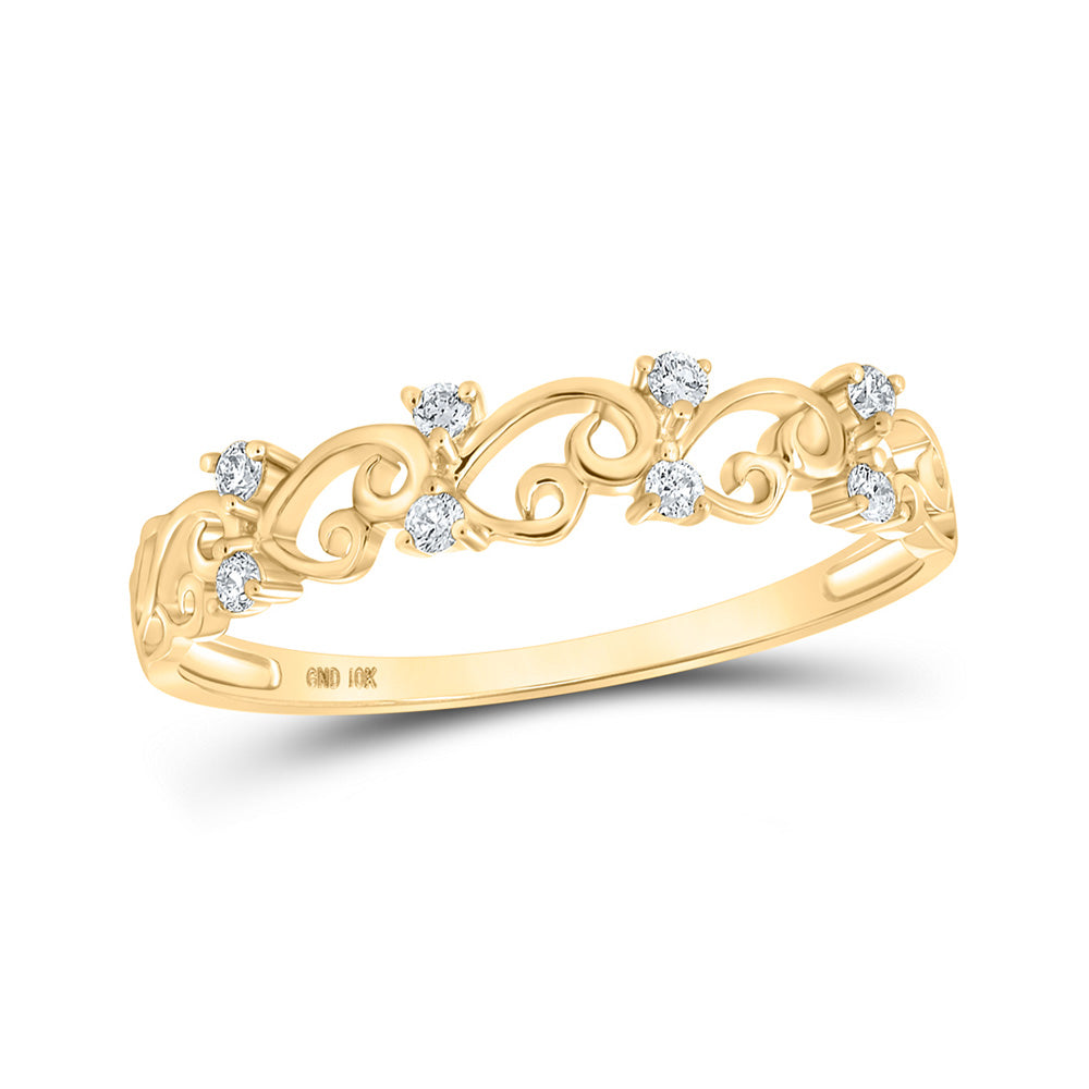 10kt Yellow Gold Womens Round Diamond Curl Band Ring 1/10 Cttw