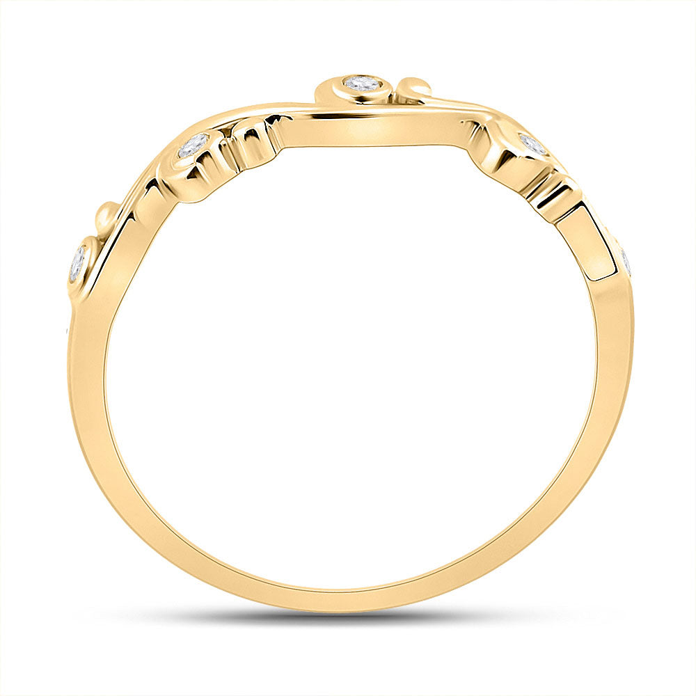 10kt Yellow Gold Womens Round Diamond Band Ring 1/20 Cttw