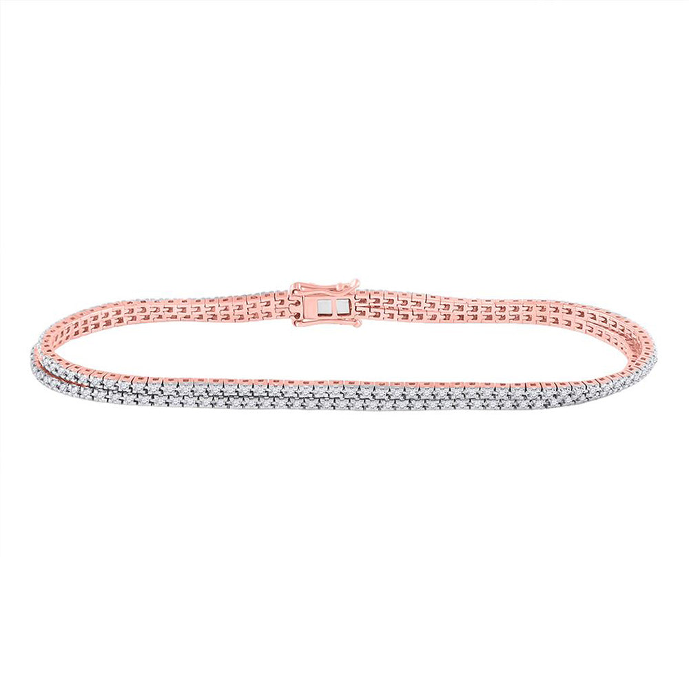 14kt Rose Gold Womens Round Diamond Fashion Bracelet 1 Cttw