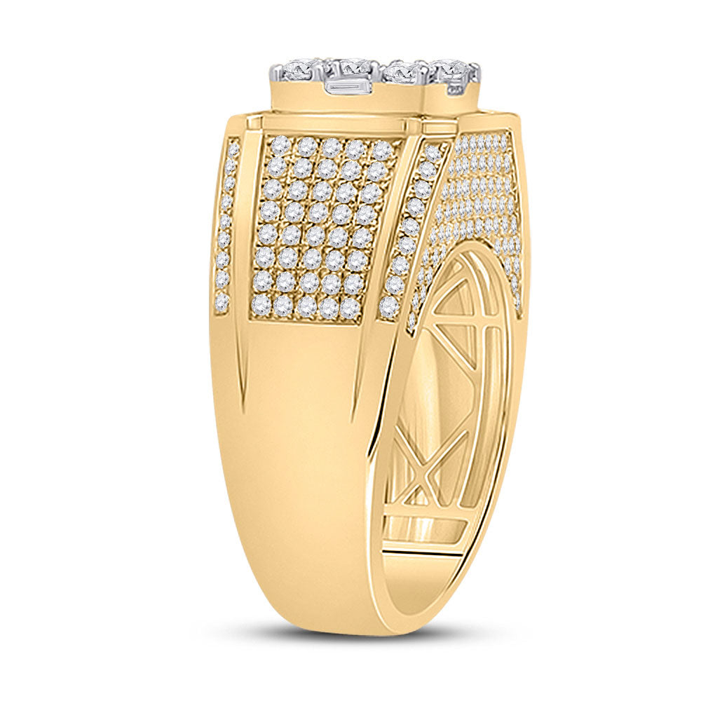 14kt Yellow Gold Mens Baguette Diamond Square Ring 2-7/8 Cttw