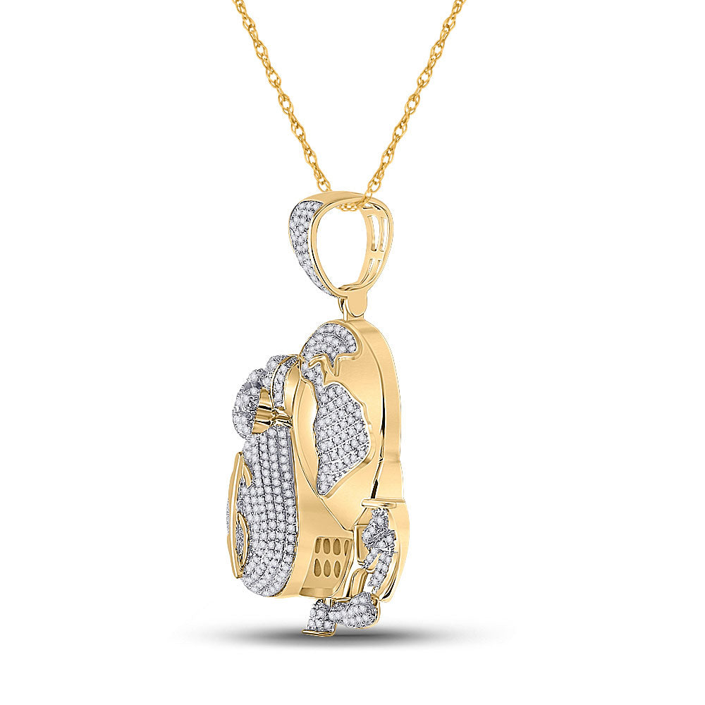 10kt Yellow Gold Mens Round Diamond Globe Money Earth Charm Pendant 1-1/2 Cttw