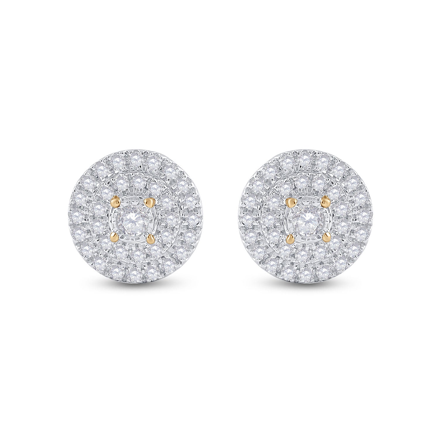 10kt Yellow Gold Womens Round Diamond Circle Earrings 1/4 Cttw