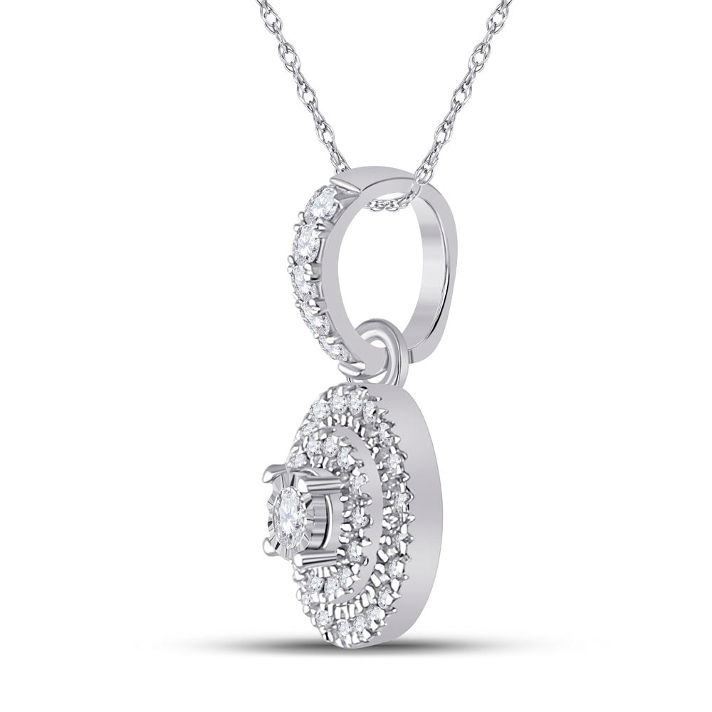 10kt White Gold Womens Round Diamond Circle Pendant 1/6 Cttw